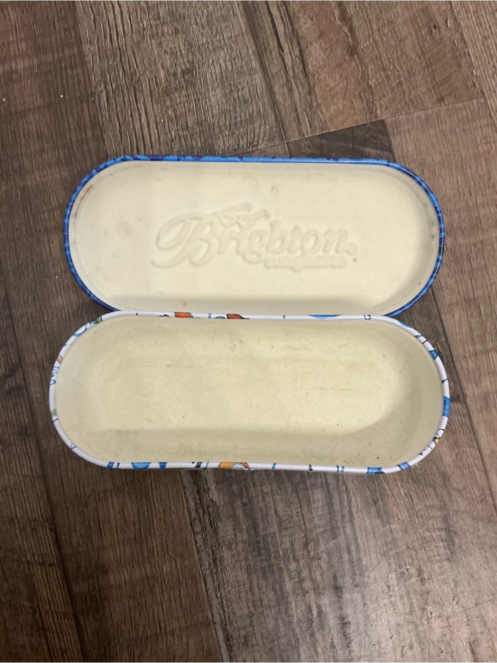 Brighton Tin Metal Eyeglass Storage Case Vibrant Blue Yellow White Floral Print - Picture 5 of 5